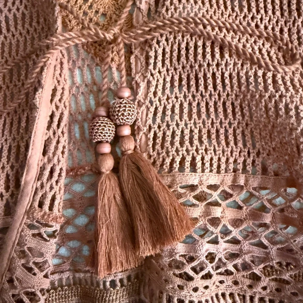 Idyllwind Rust Crochet Vest with Fringe - Picture 3 of 10